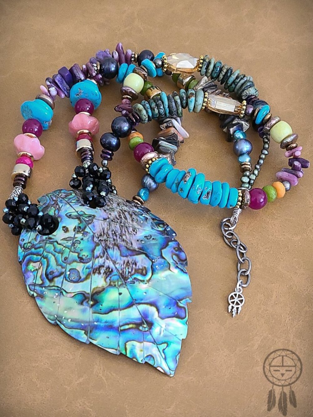 "ABALONE ADVENTURE" Artisan Crafted Statement Necklace - Picture 12 of 13